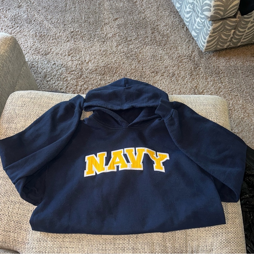 NAVY Gildan Heavy Blend Navy Hoodie with Yellow Accents